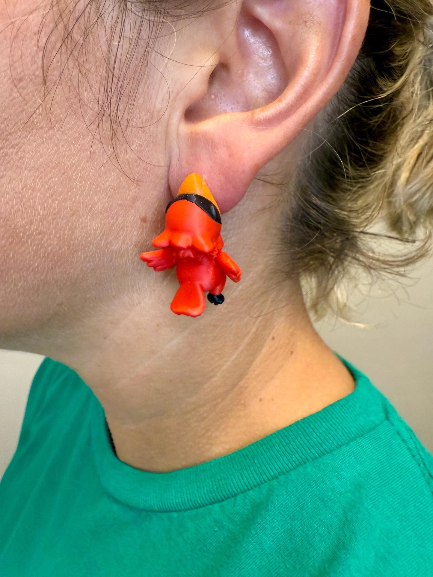 Baby Cardinal Chomper Earrings | Cute Cardinal Dangle Jewelry | Bird Lover Gift | Hypoallergenic 3D Printed