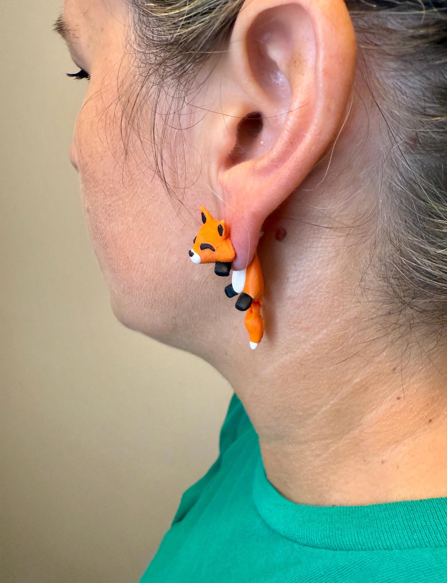 Orange Fox Dangle Earrings | Cute Fox Dangle Jewelry | Woodland Animal Statement Earrings | Fox Lover Gift | Hypoallergenic 3D Printed