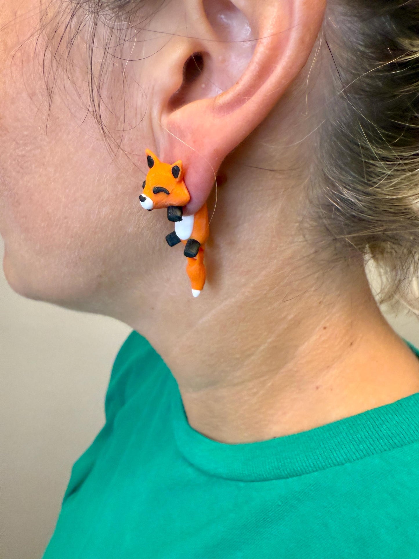 Orange Fox Dangle Earrings | Cute Fox Dangle Jewelry | Woodland Animal Statement Earrings | Fox Lover Gift | Hypoallergenic 3D Printed