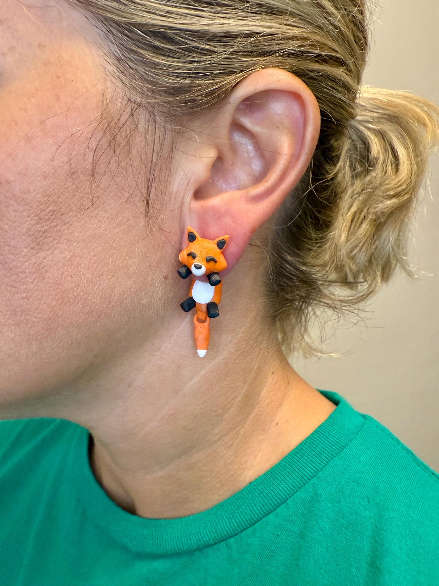 Orange Fox Dangle Earrings | Cute Fox Dangle Jewelry | Woodland Animal Statement Earrings | Fox Lover Gift | Hypoallergenic 3D Printed