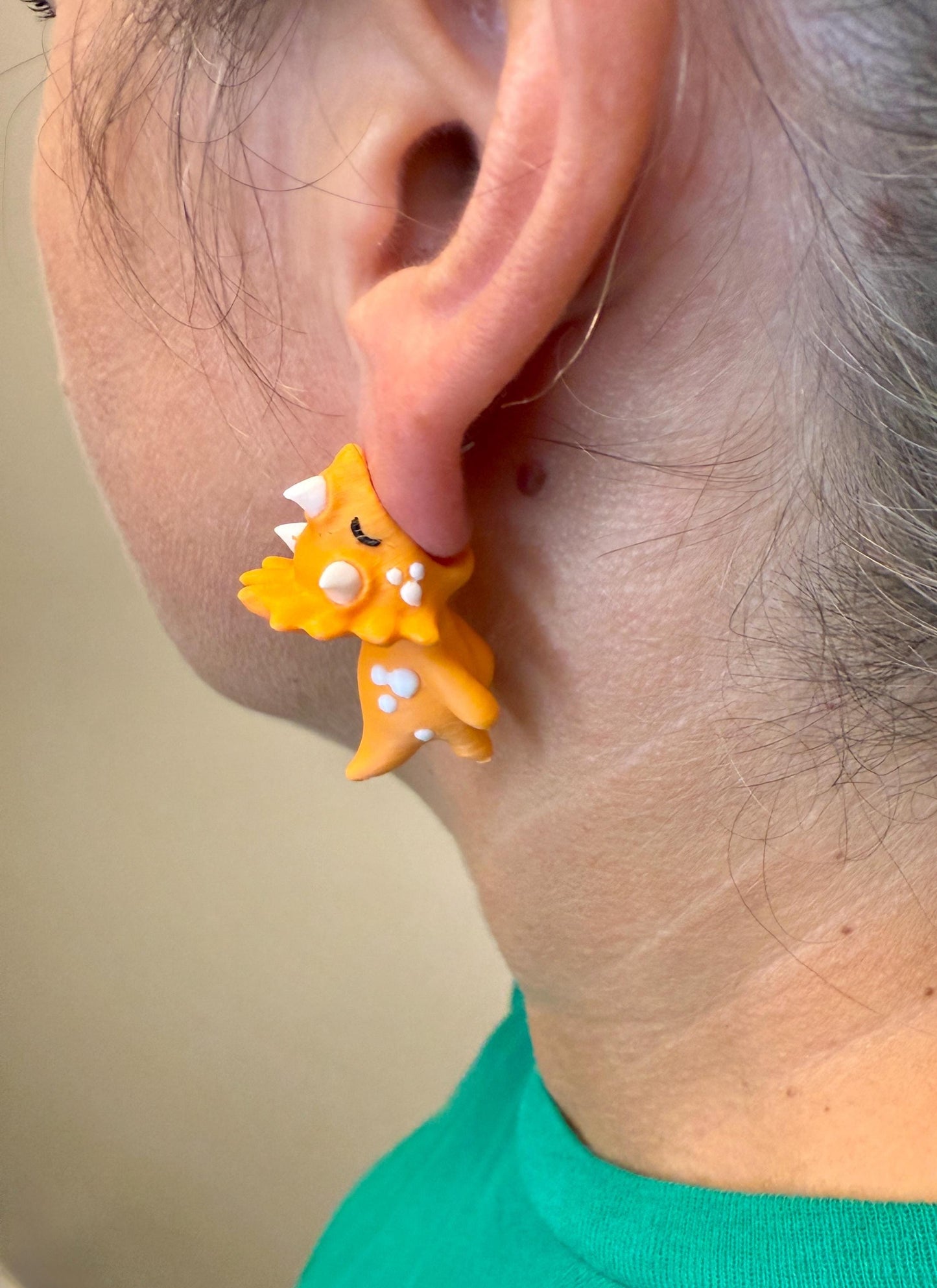 Triceratops Chomper Earrings | Cute Triceratops Dangle Jewelry | Prehistoric Statement Earrings | Dino Lover Gift | Hypoallergenic 3D Print