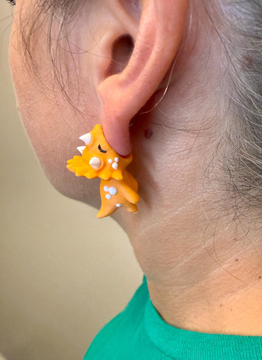 Triceratops Chomper Earrings | Cute Triceratops Dangle Jewelry | Prehistoric Statement Earrings | Dino Lover Gift | Hypoallergenic 3D Print