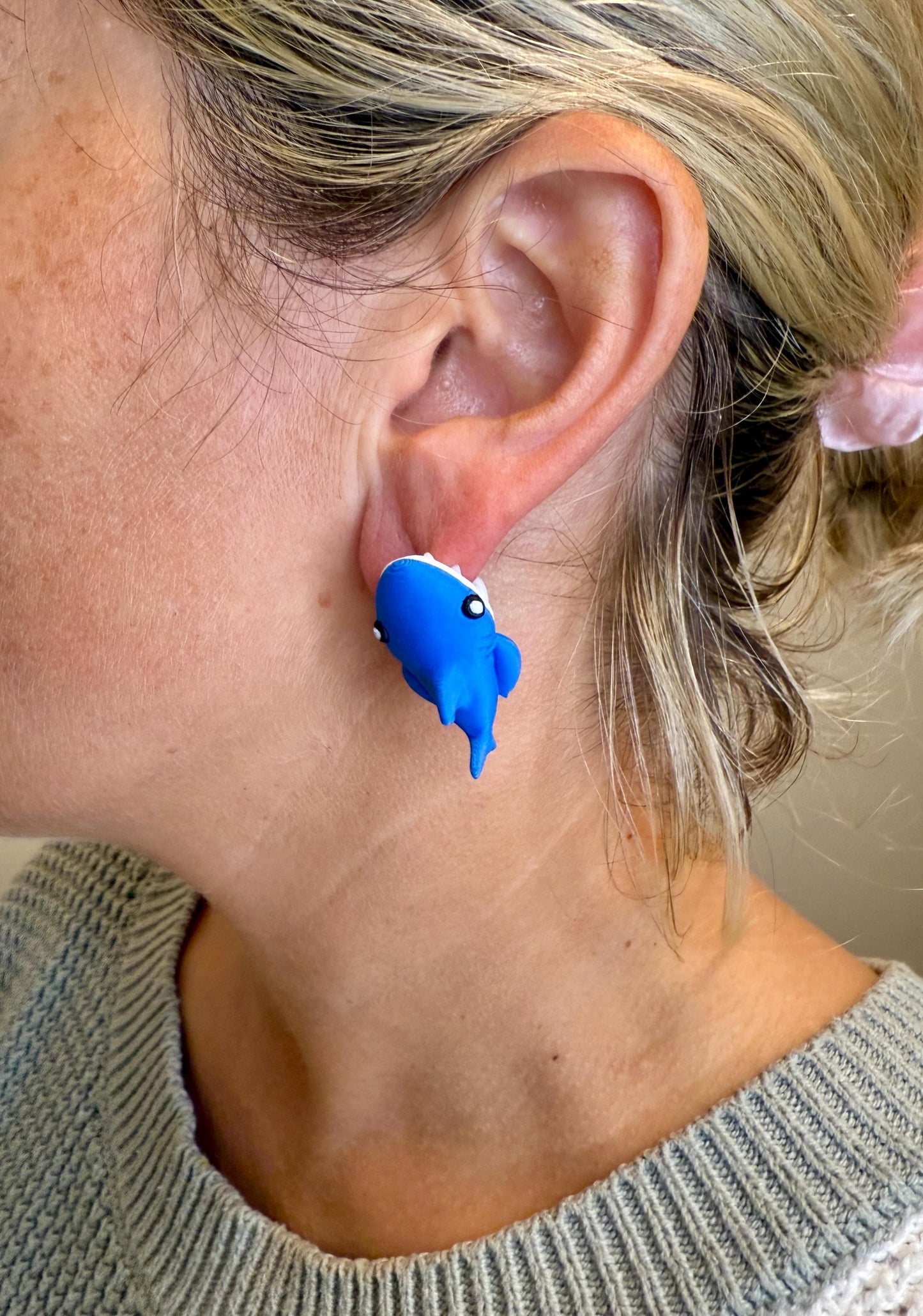 Shark Chomper Earrings | Cute Shark Dangle Jewelry | Ocean Animal Statement Earrings | Shark Lover Gift | Hypoallergenic
