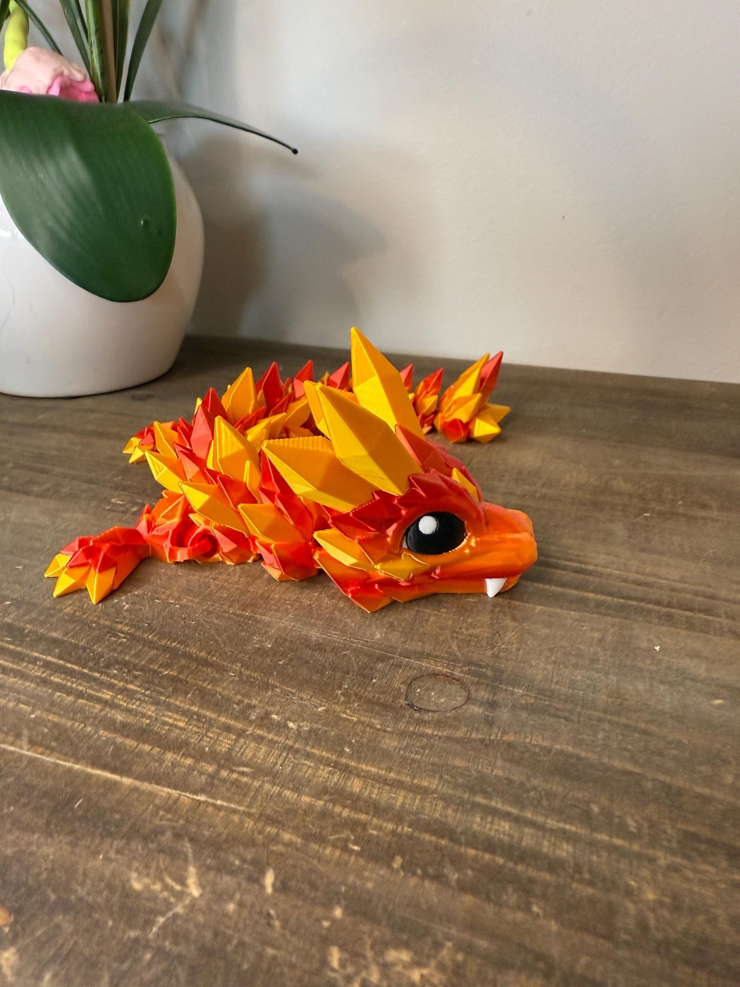 Baby Fire Crystal Dragon | 3D Printed Articulated Dragon Figurine | Desk Pet Fantasy Collectible | Dragon Lover Gift