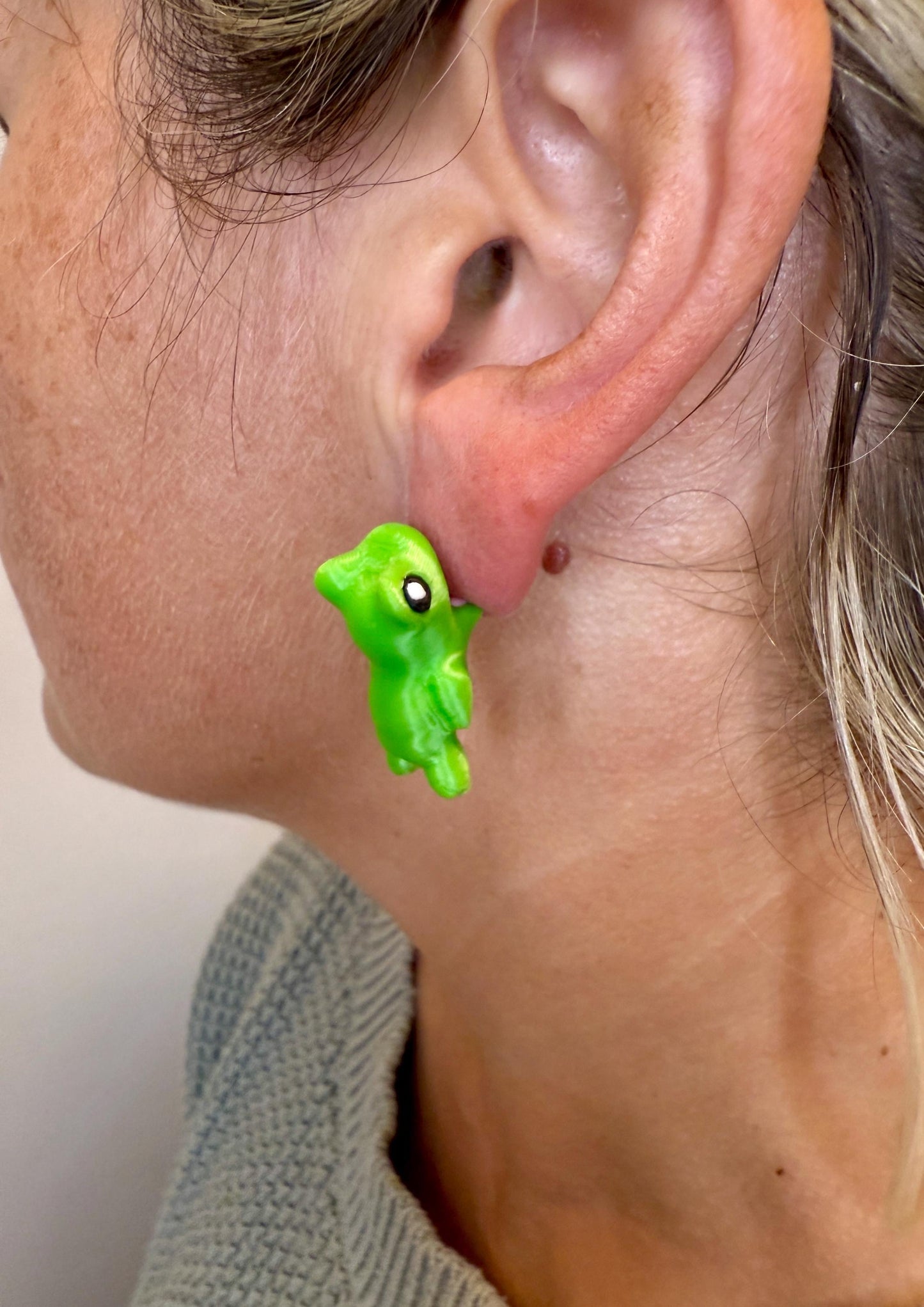 Frog Chomper Earrings | Cute Frog Dangle Jewelry | Fun Animal Statement Earrings | Frog Lover Gift | Hypoallergenic 3D Printed