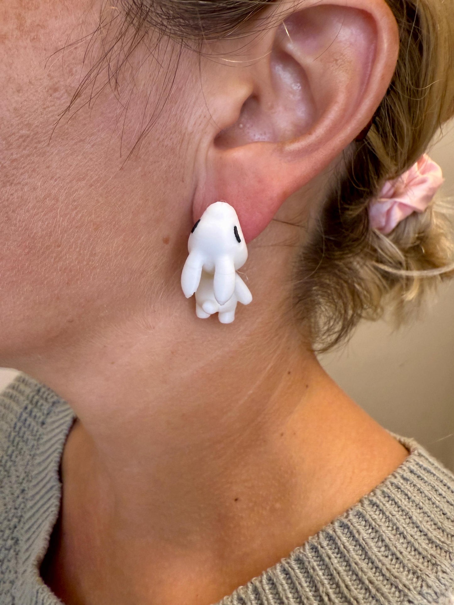 Bunny Chomper Earrings | Cute Bunny Rabbit Dangle Earrings | Animal Lover Jewelry | Fun Bunny Gifts for Her | Handmade Bunny Earrings