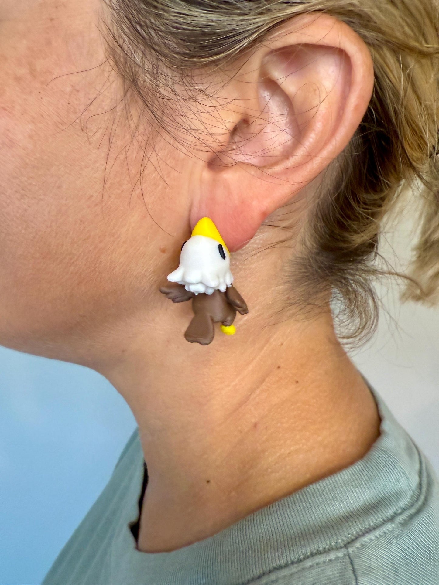 Bald Eagle Chomper Earrings | Patriotic Animal Jewelry | 3D Printed Eagle Earrings | Wildlife Statement Earrings | Funny Bird Gift