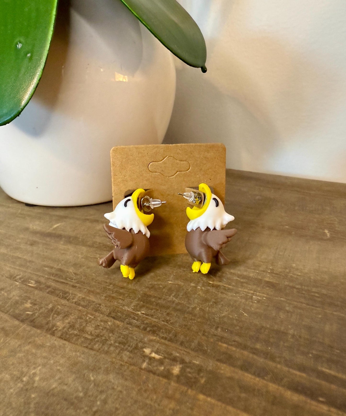 Bald Eagle Chomper Earrings | Patriotic Animal Jewelry | 3D Printed Eagle Earrings | Wildlife Statement Earrings | Funny Bird Gift