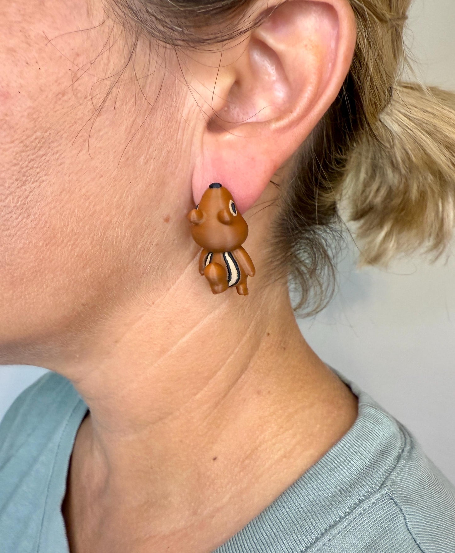 Chipmunk Chomper Earrings | Woodland Animal Earrings | Cute 3D Printed Jewelry | Funny Squirrel Earrings | Quirky Forest Gift
