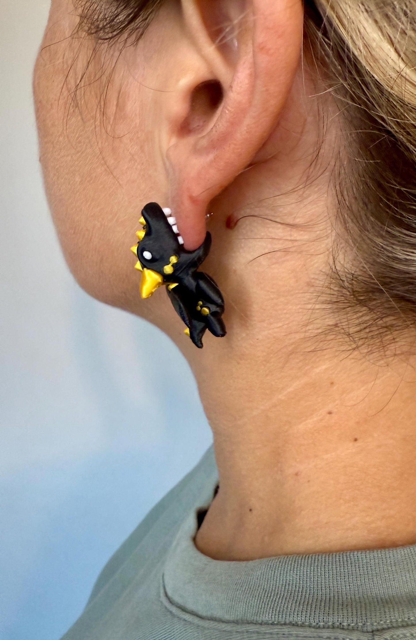 Dragon Chomper Earrings | Fantasy Jewelry | Mythical Creature Earrings | 3D Printed Dragon Gift | Statement Cosplay Earrings