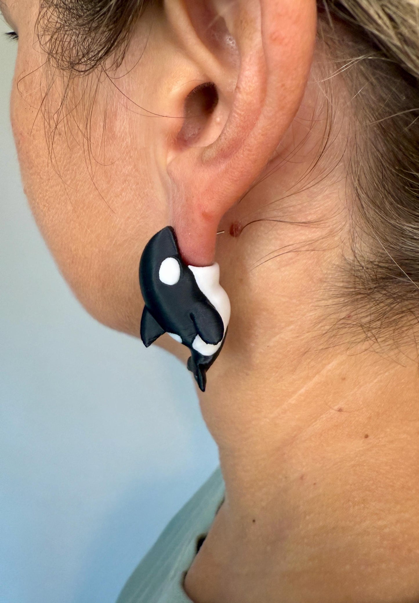 Killer Whale Chomper Earrings | Orca Earrings | Ocean Animal Jewelry | 3D Printed Whale Earrings | Marine Life Statement Gift