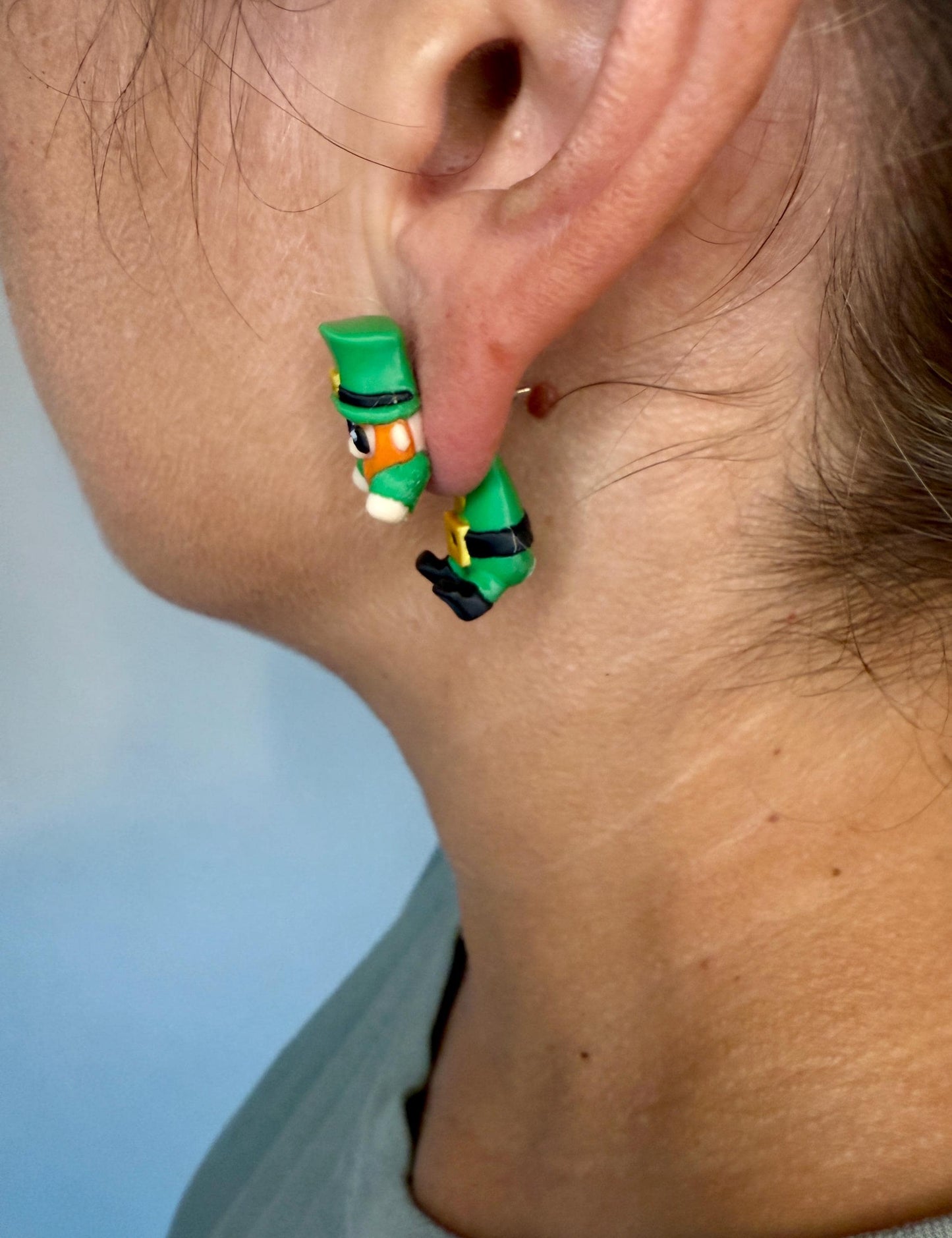Leprechaun Dangle Earrings | St. Patrick’s Day Jewelry | Lucky Irish Earrings | 3D Printed Festive Earrings | Shamrock Party Gift