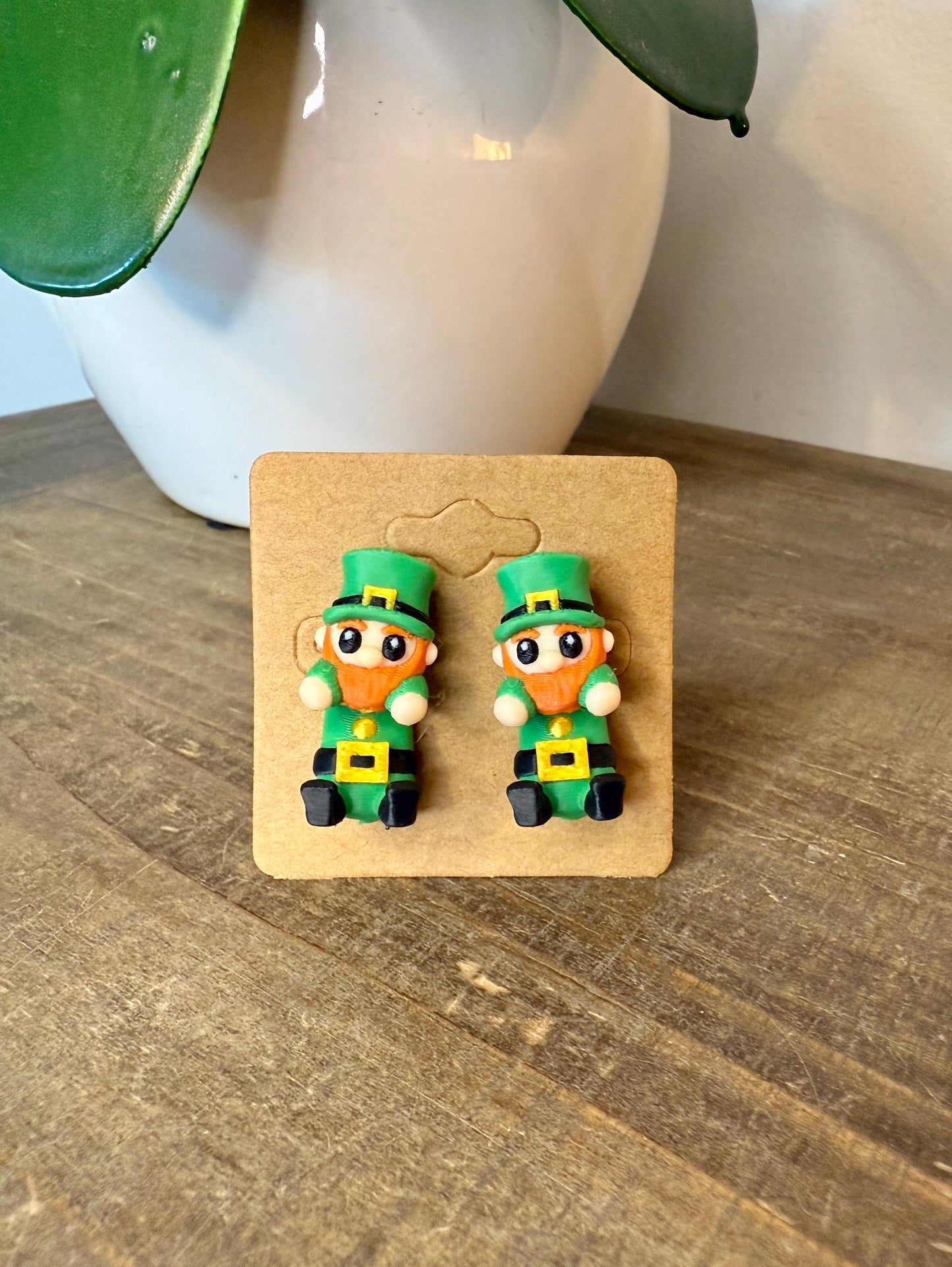 Leprechaun Dangle Earrings | St. Patrick’s Day Jewelry | Lucky Irish Earrings | 3D Printed Festive Earrings | Shamrock Party Gift