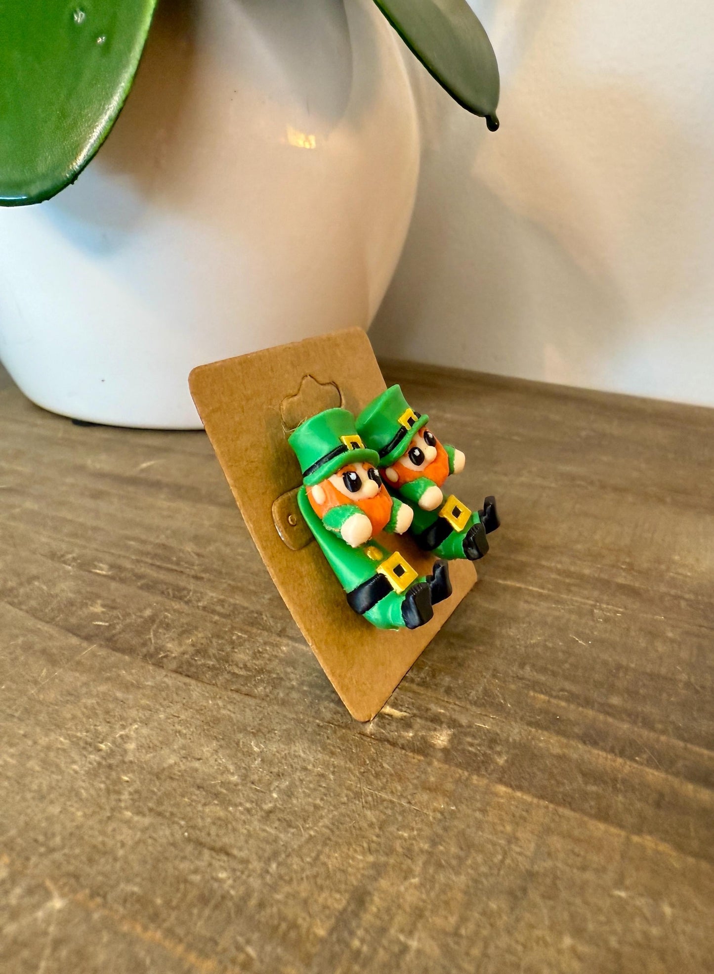 Leprechaun Dangle Earrings | St. Patrick’s Day Jewelry | Lucky Irish Earrings | 3D Printed Festive Earrings | Shamrock Party Gift