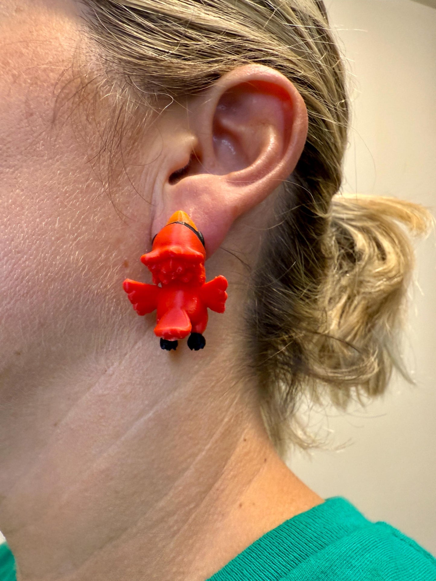 Baby Cardinal Chomper Earrings | Cute Cardinal Dangle Jewelry | Bird Lover Gift | Hypoallergenic 3D Printed