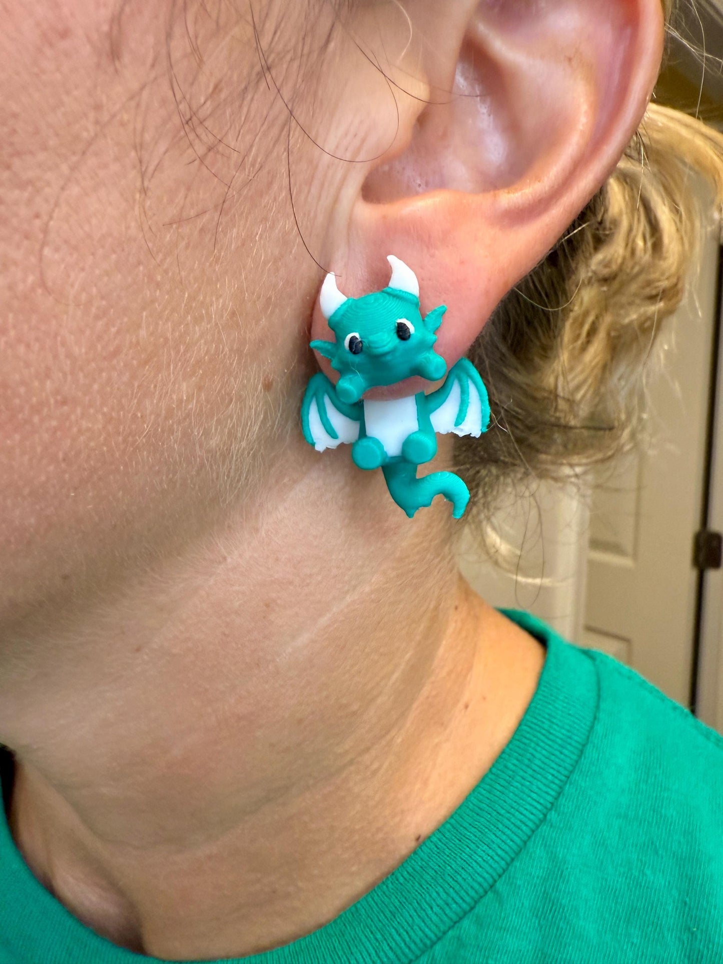 Dragon Dangle Jumper Earrings | Cute Fantasy Dangle Jewelry | Mythical Statement Earrings | Dragon Lover Gift | Hypoallergenic 3D Printed