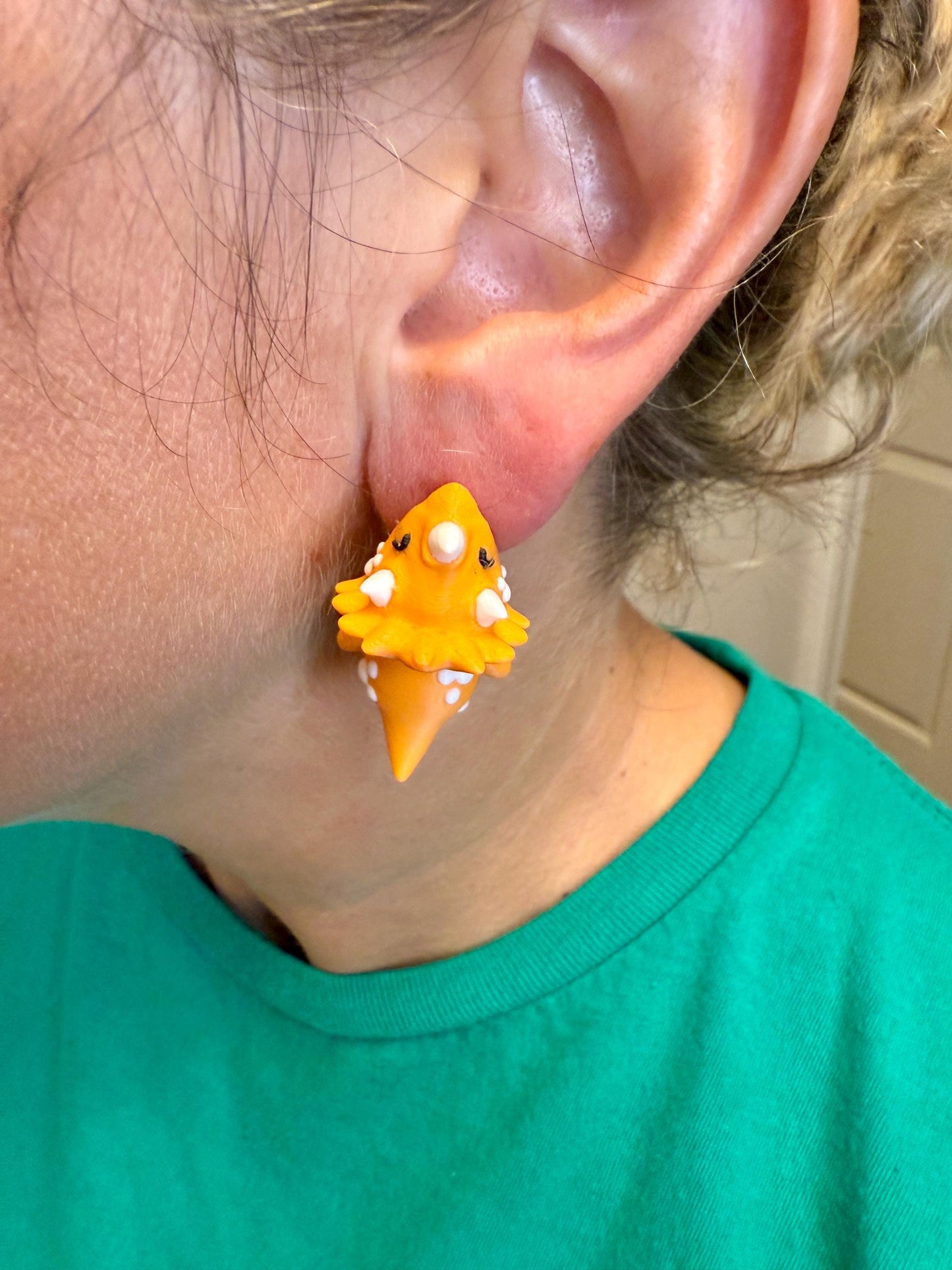 Triceratops Chomper Earrings | Cute Triceratops Dangle Jewelry | Prehistoric Statement Earrings | Dino Lover Gift | Hypoallergenic 3D Print