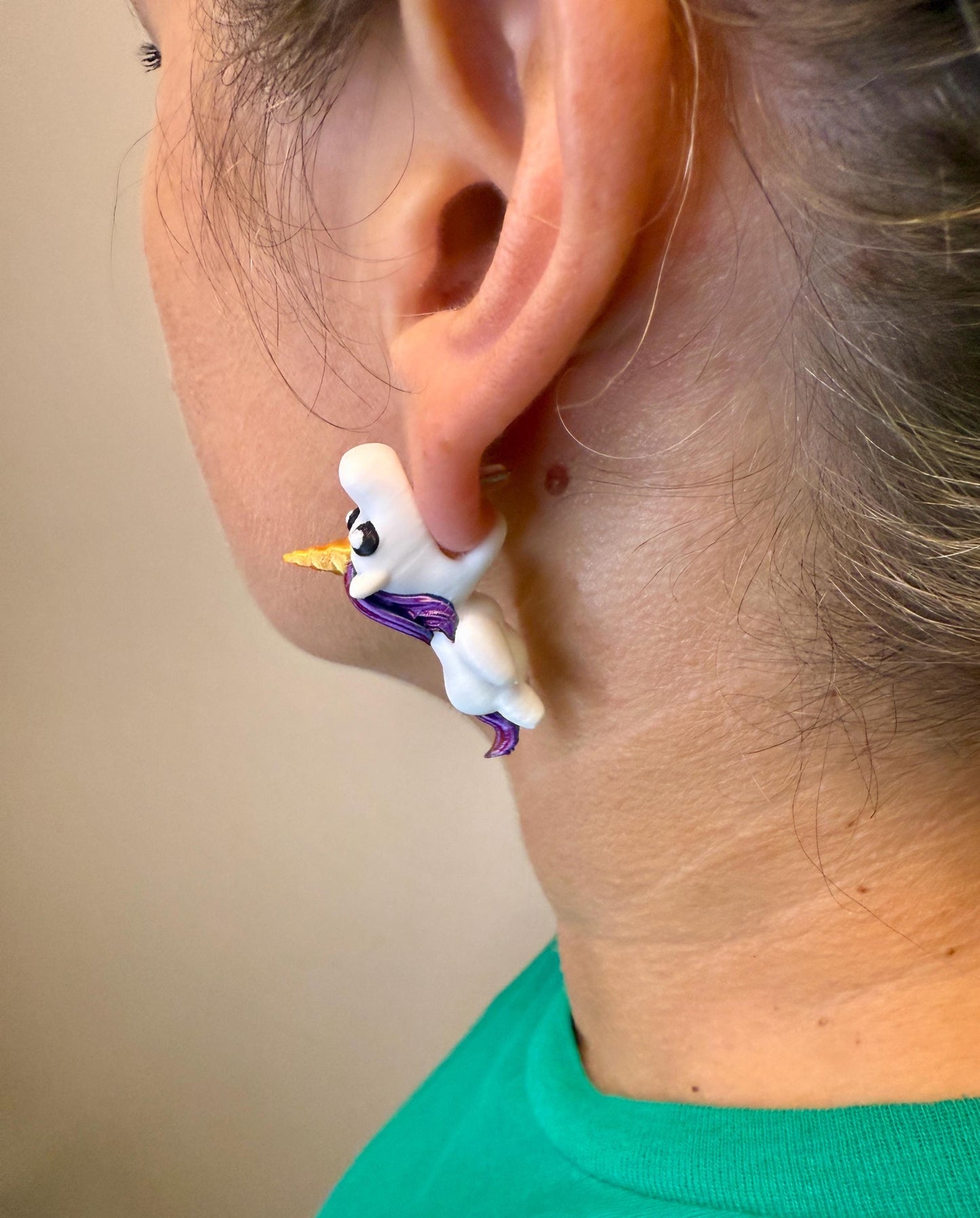 Unicorn Chomper Earrings | Cute Unicorn Dangle Jewelry | Fantasy Statement Earrings | Unicorn Lover Gift | Hypoallergenic 3D Printed