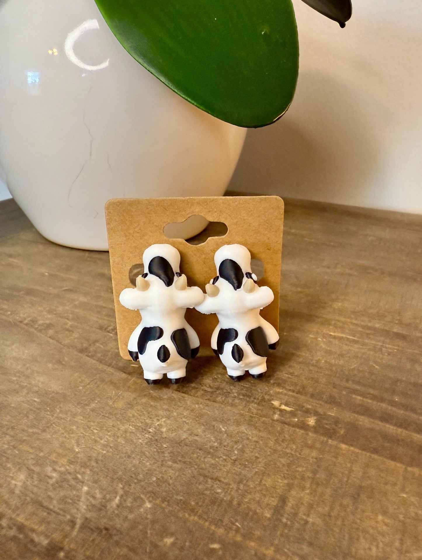Cow Chomper Earrings | Cute Cow Dangle Jewelry | Farm Animal Statement Earrings | Cow Lover Gift | Hypoallergenic 3D Printed