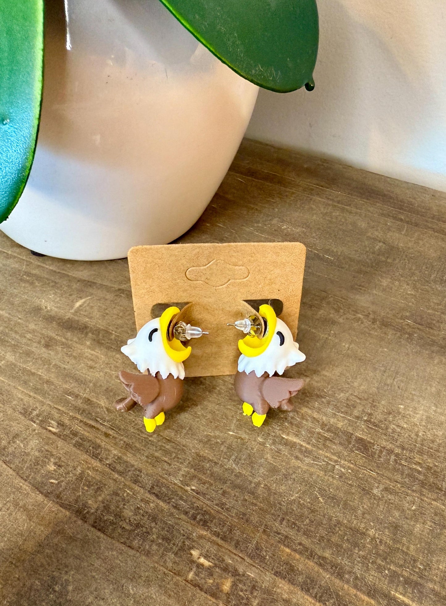 Bald Eagle Chomper Earrings | Patriotic Animal Jewelry | 3D Printed Eagle Earrings | Wildlife Statement Earrings | Funny Bird Gift