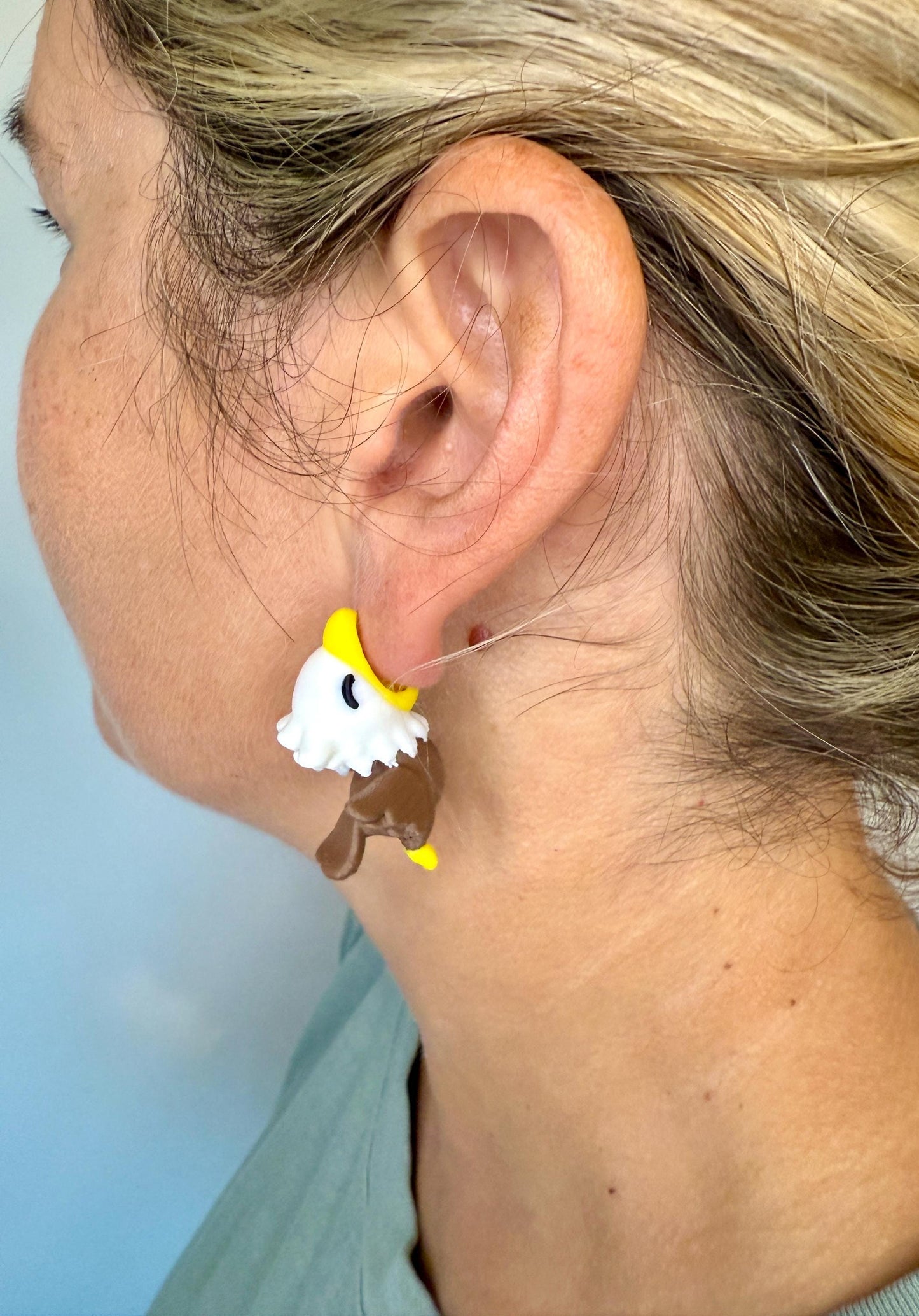 Bald Eagle Chomper Earrings | Patriotic Animal Jewelry | 3D Printed Eagle Earrings | Wildlife Statement Earrings | Funny Bird Gift
