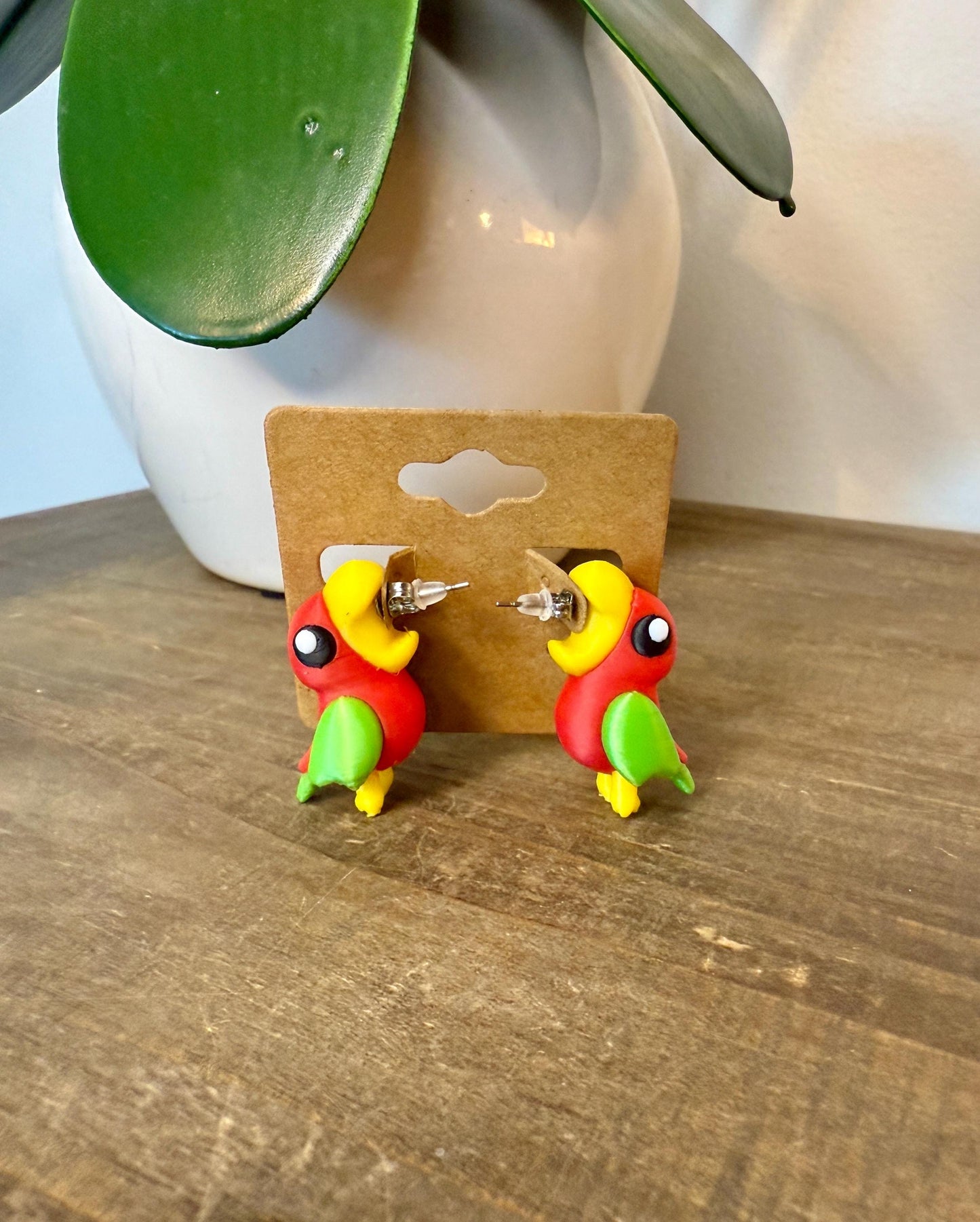 Parrot Chomper Earrings | Tropical Bird Earrings | Colorful Animal Jewelry | 3D Printed Exotic Bird Earrings | Vacation Statement Gift