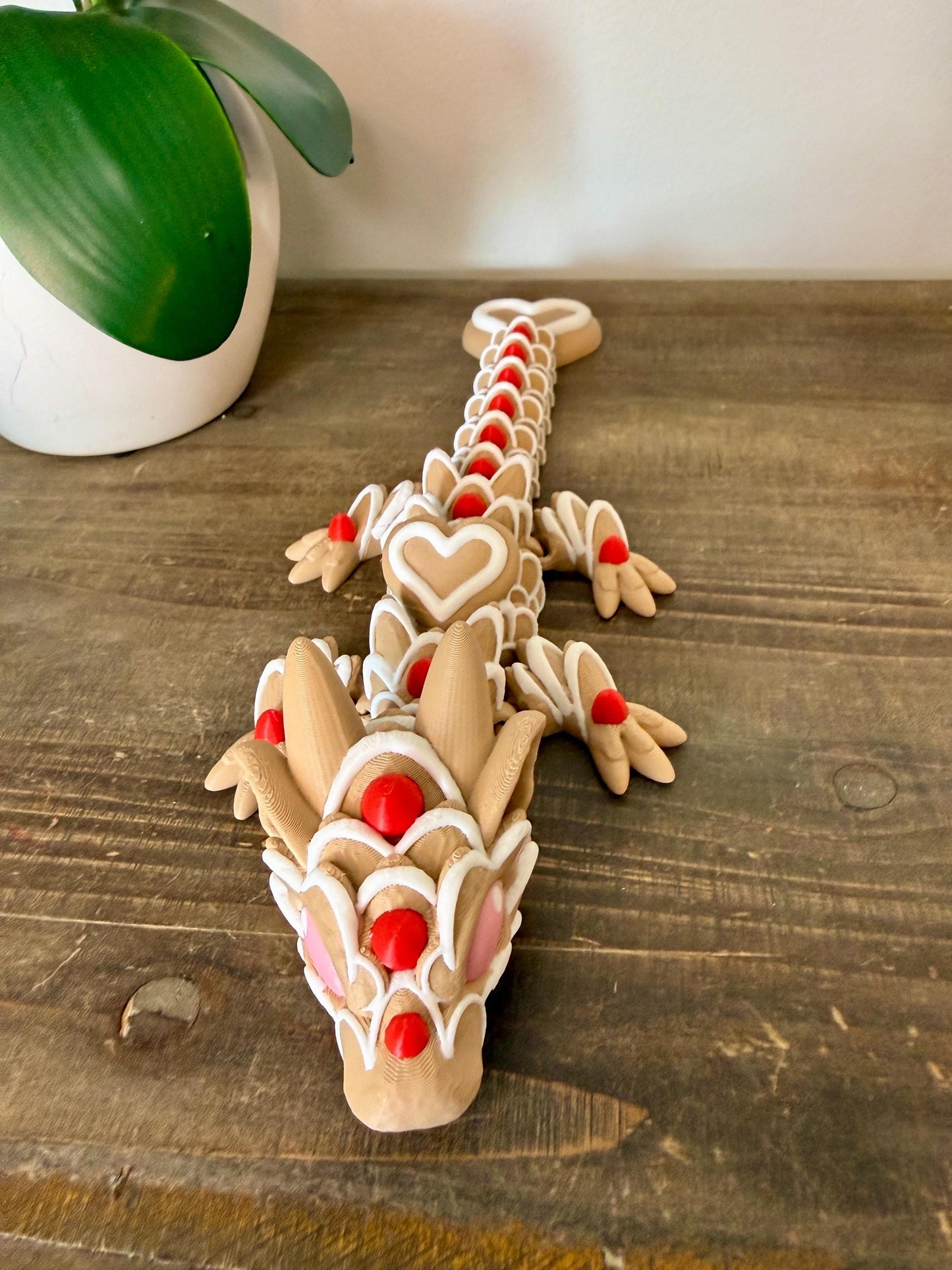 Baby Cookie Dragon | Mini Valentine Dragon | Heart Flexi Dragon | Articulated 3D Printed Toy | Cute Sugar Cookie Dragon Gift