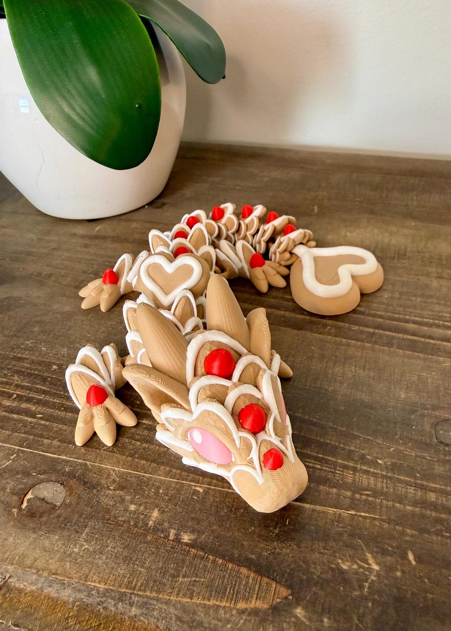 Baby Cookie Dragon | Mini Valentine Dragon | Heart Flexi Dragon | Articulated 3D Printed Toy | Cute Sugar Cookie Dragon Gift