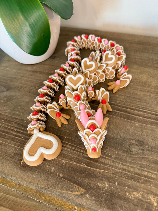 Cookie Dragon | Valentine Dragon | Heart Flexi Dragon | Articulated 3D Printed Dragon | Cute Gift Idea | Sugar Cookie Dragon