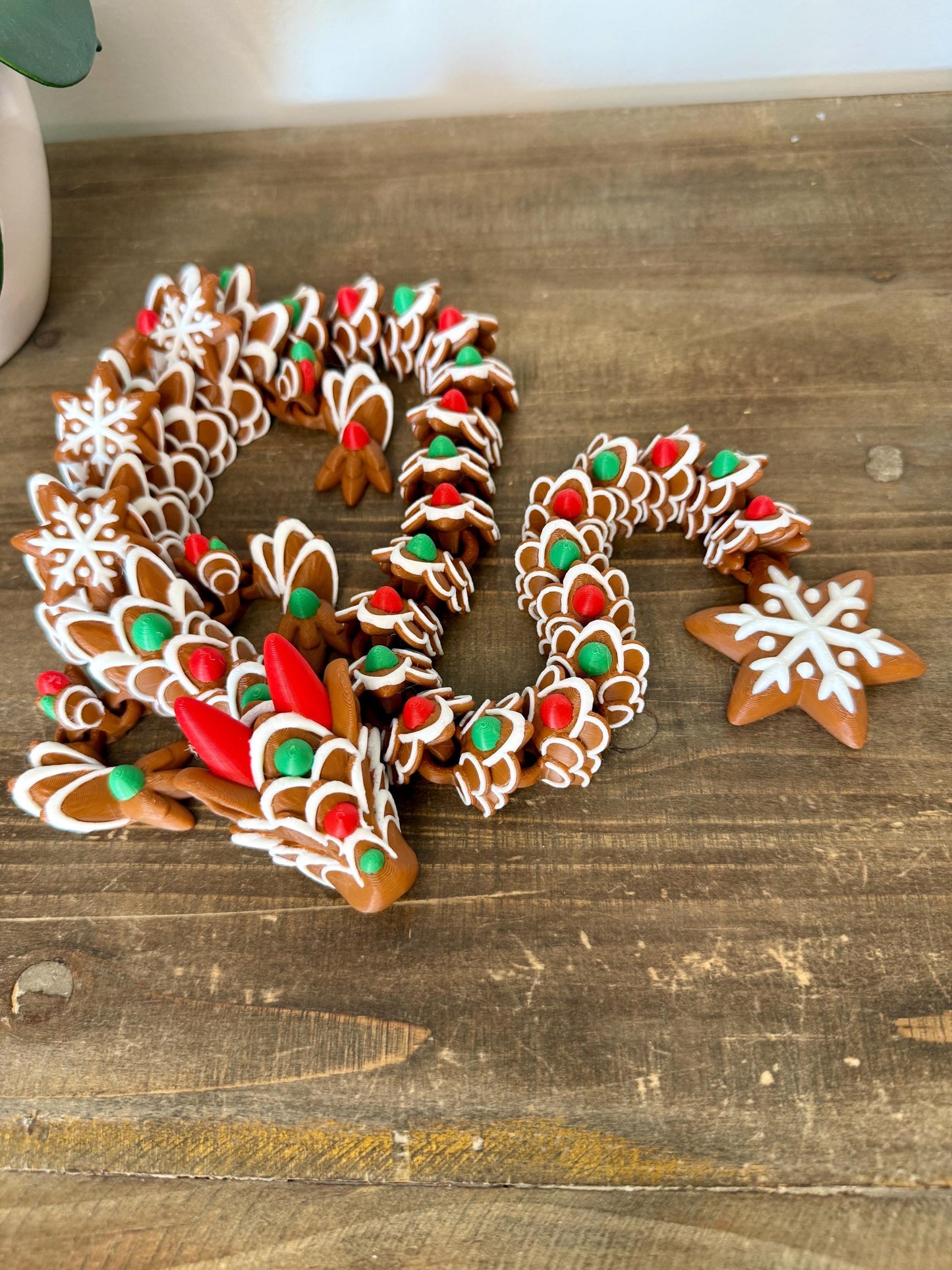 Gingerbread Dragon | Christmas Flexi Dragon | Holiday Cookie Dragon | Articulated 3D Printed Dragon | Christmas Gift Idea