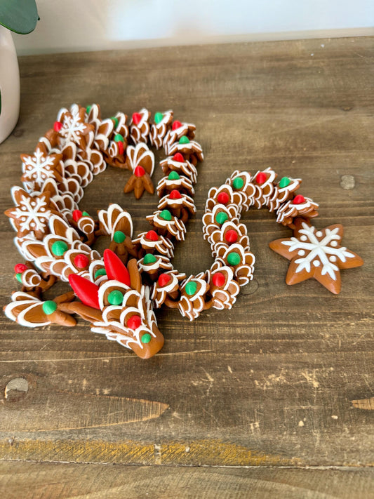 Gingerbread Dragon | Christmas Flexi Dragon | Holiday Cookie Dragon | Articulated 3D Printed Dragon | Christmas Gift Idea
