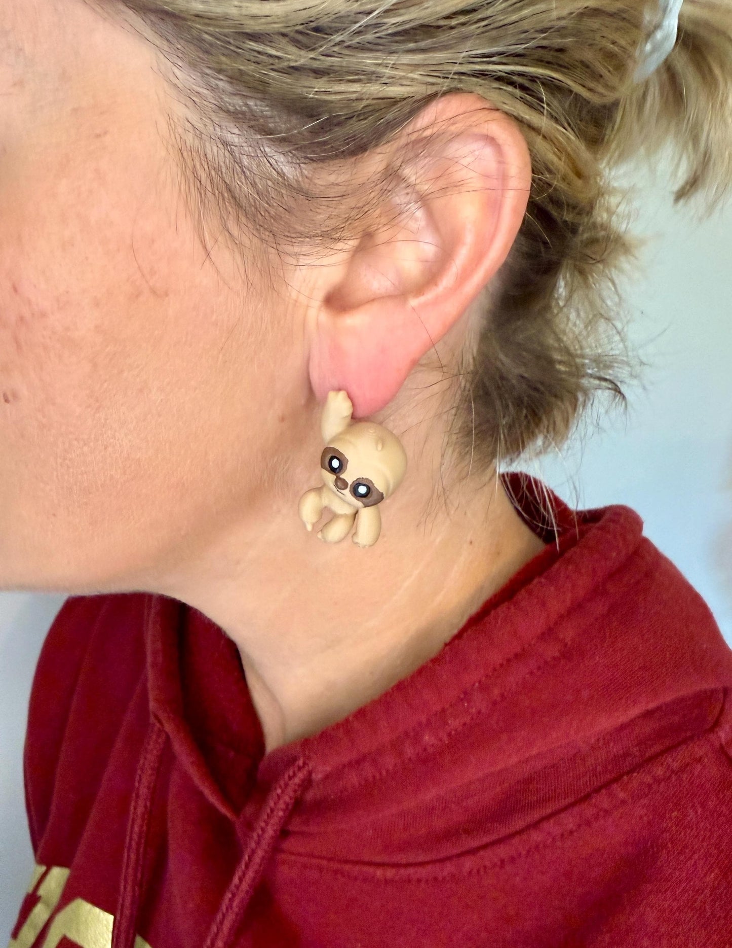 Sloth Hanging Earrings | 3D Printed Animal Jewelry | Cute Sloth Earrings | Funny Hanging Earrings | Quirky Wildlife Gift