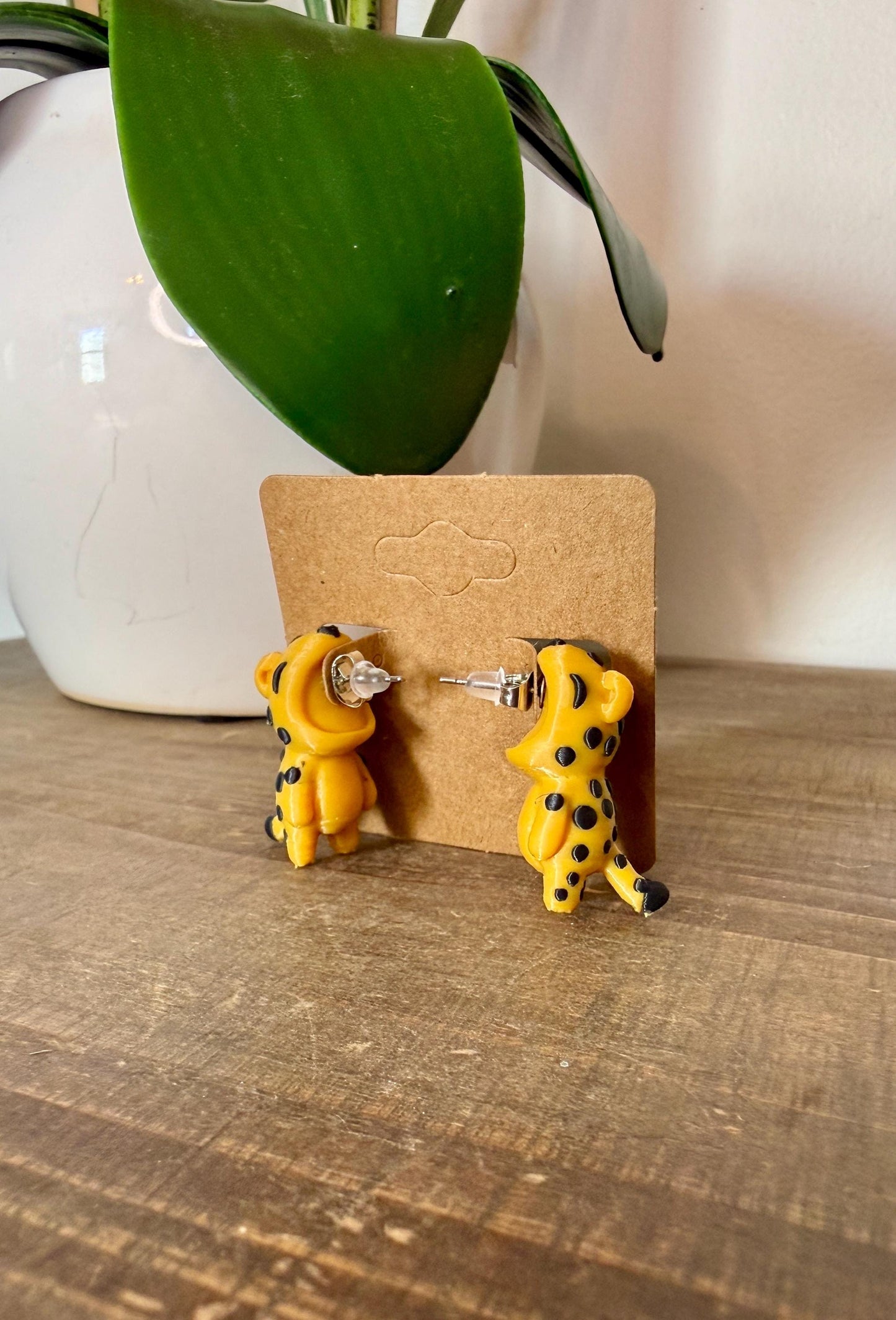 Leopard Chomper Earrings | 3D Printed Animal Jewelry | Cheetah Earrings | Wild Animal Earrings | Safari Statement Gift