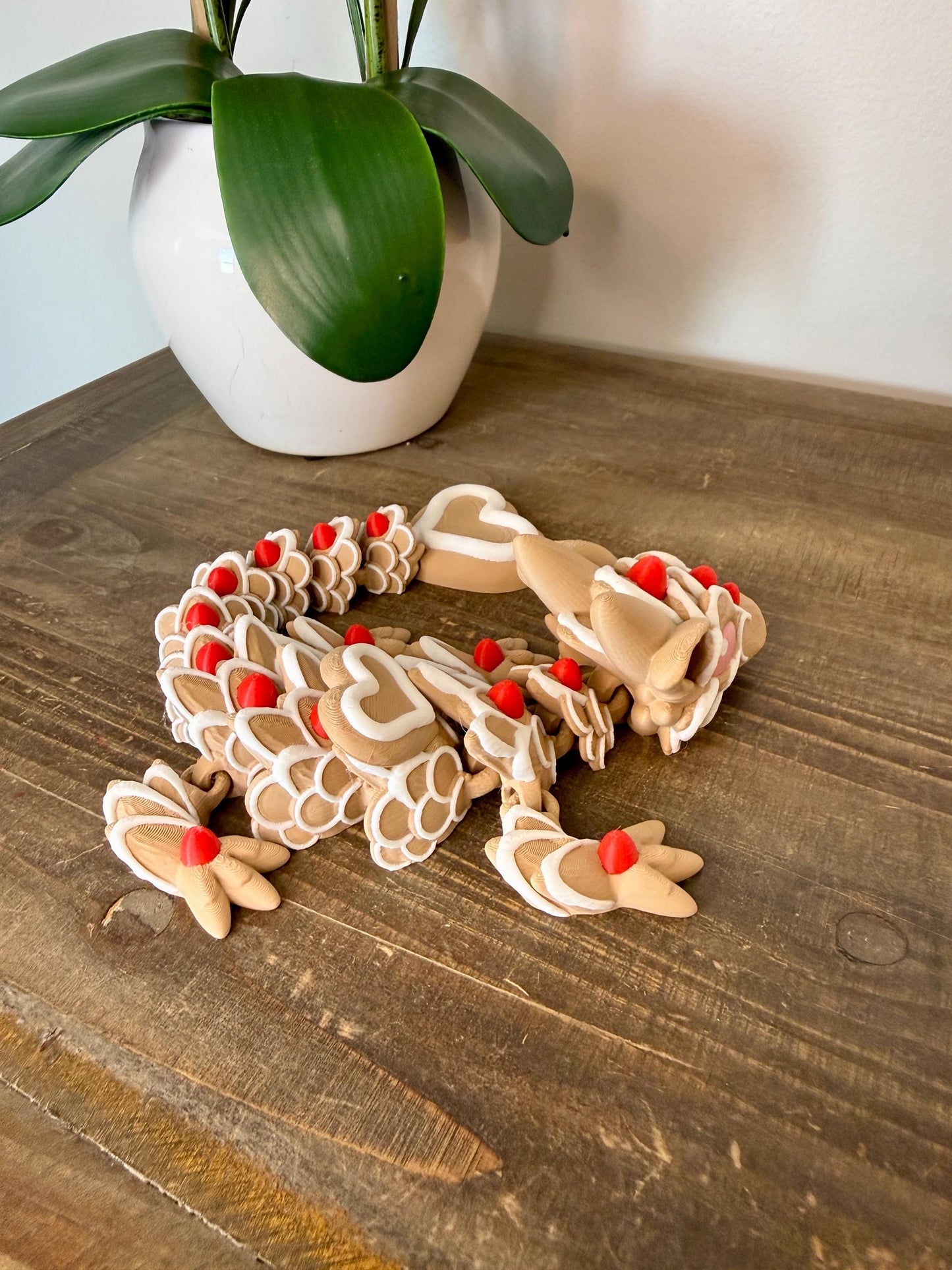 Baby Cookie Dragon | Mini Valentine Dragon | Heart Flexi Dragon | Articulated 3D Printed Toy | Cute Sugar Cookie Dragon Gift