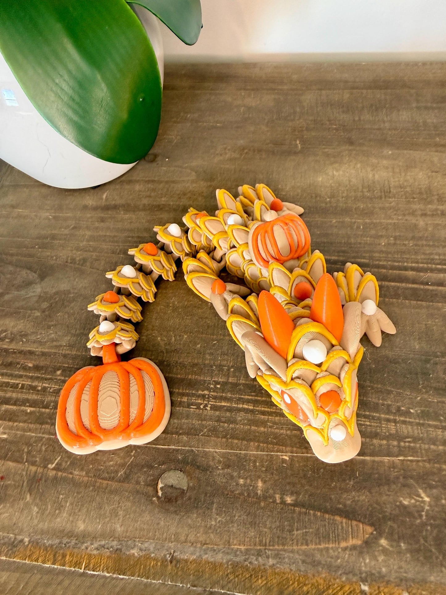 Baby Pumpkin Spice Dragon | Mini Fall Flexi Dragon | Articulated Autumn Dragon | 3D Printed Pumpkin Dragon | Cute Fall Decor