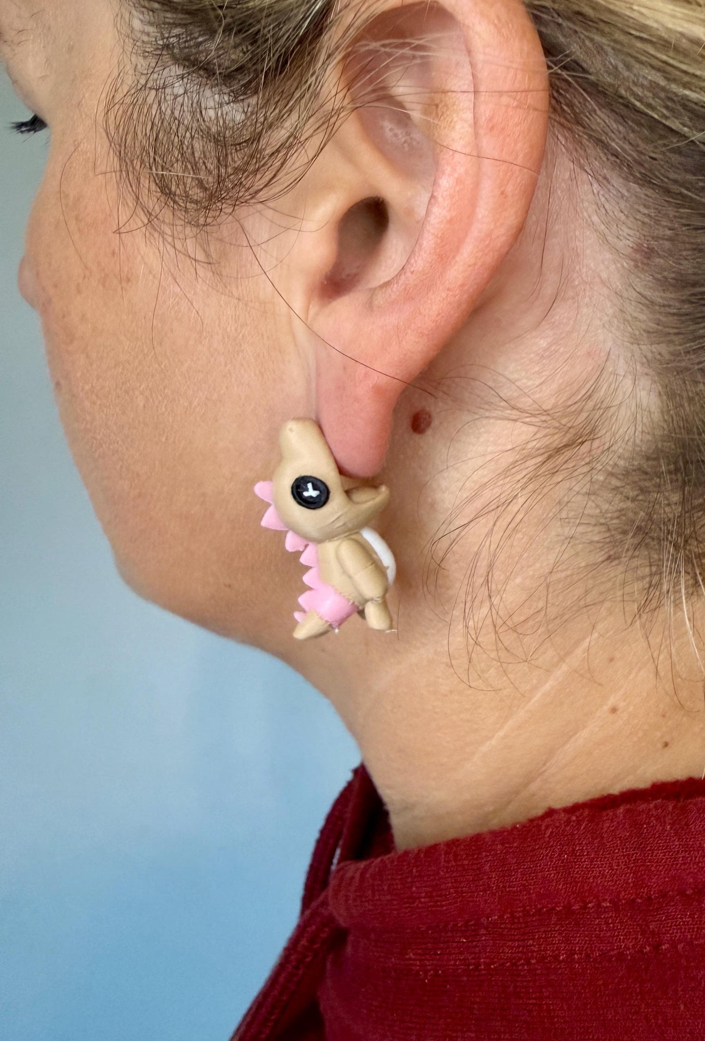 Patchwork Dragon Earrings | 3D Printed Fantasy Jewelry | Cute Pastel Dragon Earrings | Whimsical Chomper Earrings | Unique Gift