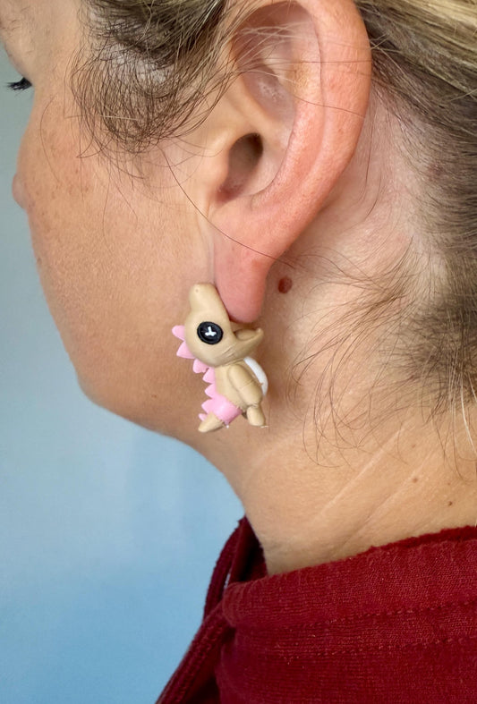 Patchwork Dragon Earrings | 3D Printed Fantasy Jewelry | Cute Pastel Dragon Earrings | Whimsical Chomper Earrings | Unique Gift