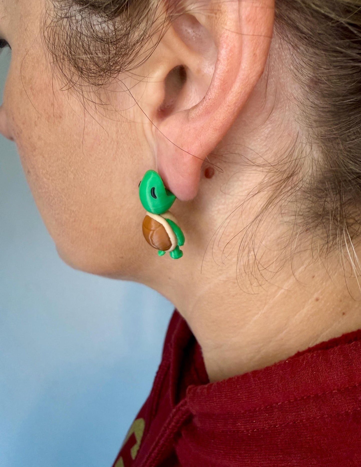 Turtle Chomper Earrings | 3D Printed Sea Turtle Jewelry | Cute Animal Earrings | Ocean Lover Gift | Nature Statement Earrings