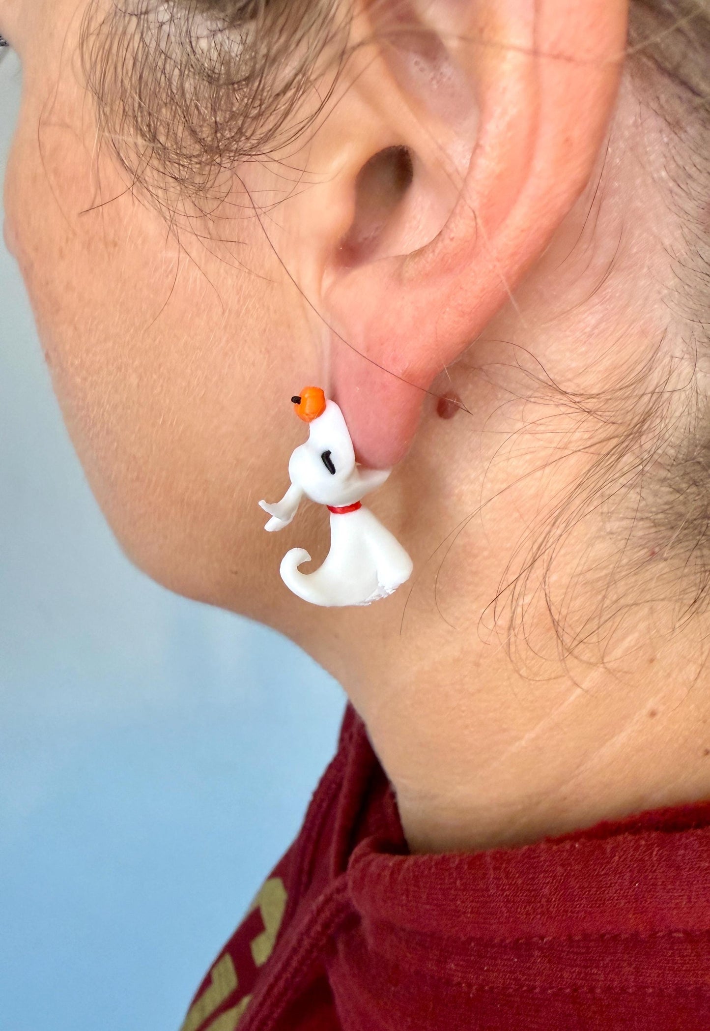 Zero Ghost Dog Earrings | 3D Printed Halloween Jewelry | Cute Ghost Earrings | Spooky Chomper Earrings | Nightmare Style Gift