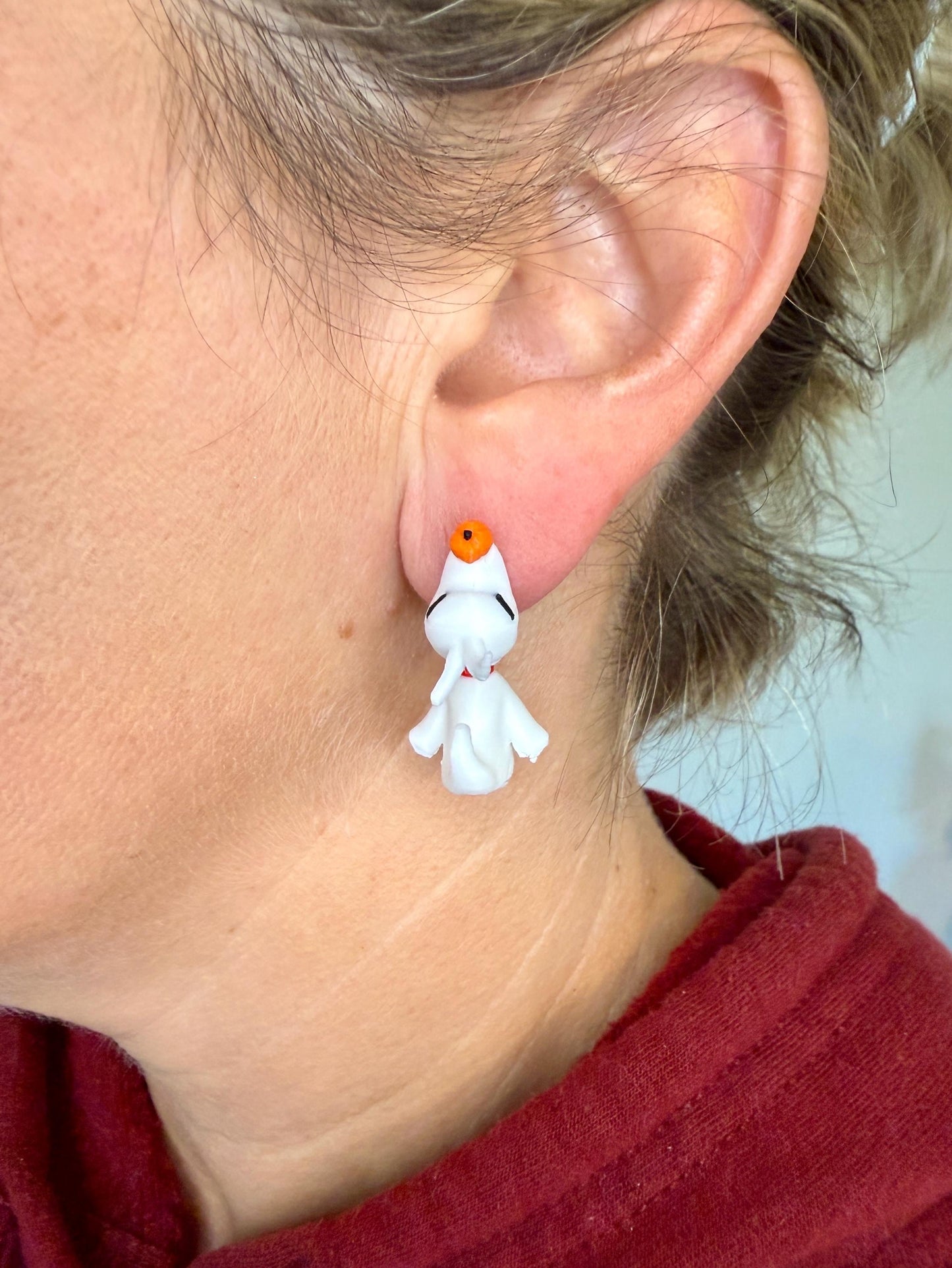 Zero Ghost Dog Earrings | 3D Printed Halloween Jewelry | Cute Ghost Earrings | Spooky Chomper Earrings | Nightmare Style Gift