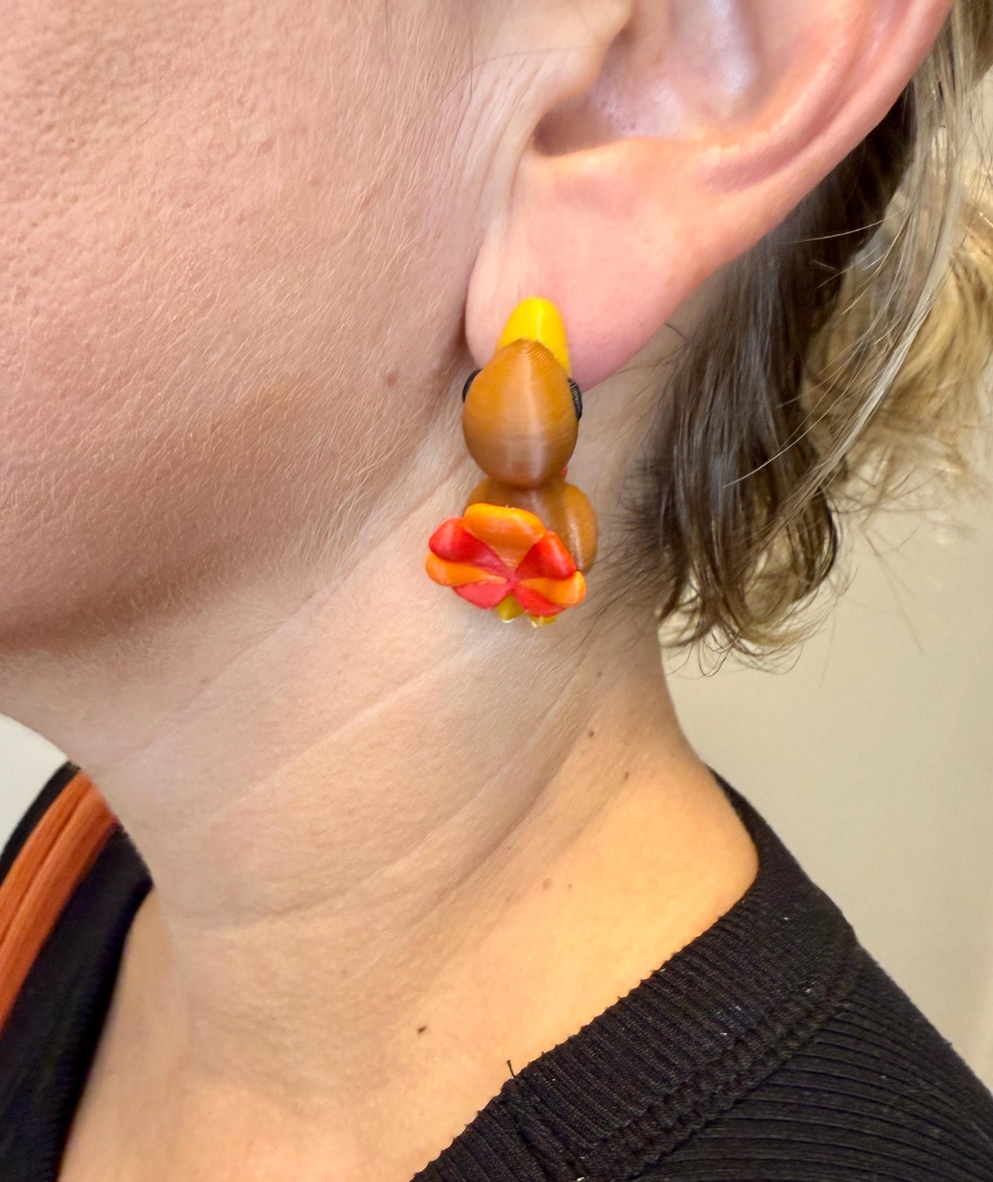 Turkey Chomper Earrings | 3D Printed Fall Jewelry | Thanksgiving Earrings | Funny Holiday Earrings | Quirky Turkey Gift