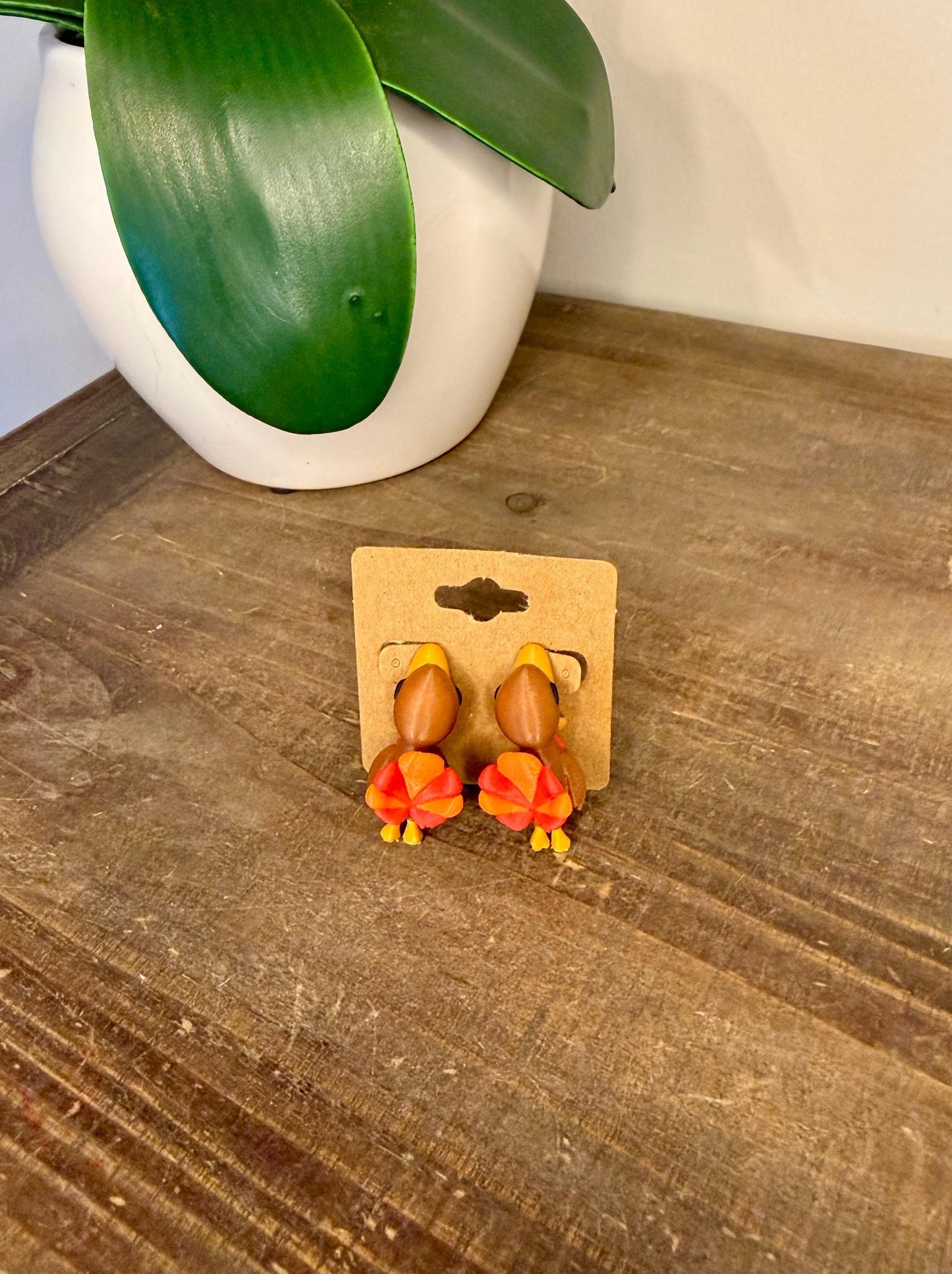 Turkey Chomper Earrings | 3D Printed Fall Jewelry | Thanksgiving Earrings | Funny Holiday Earrings | Quirky Turkey Gift