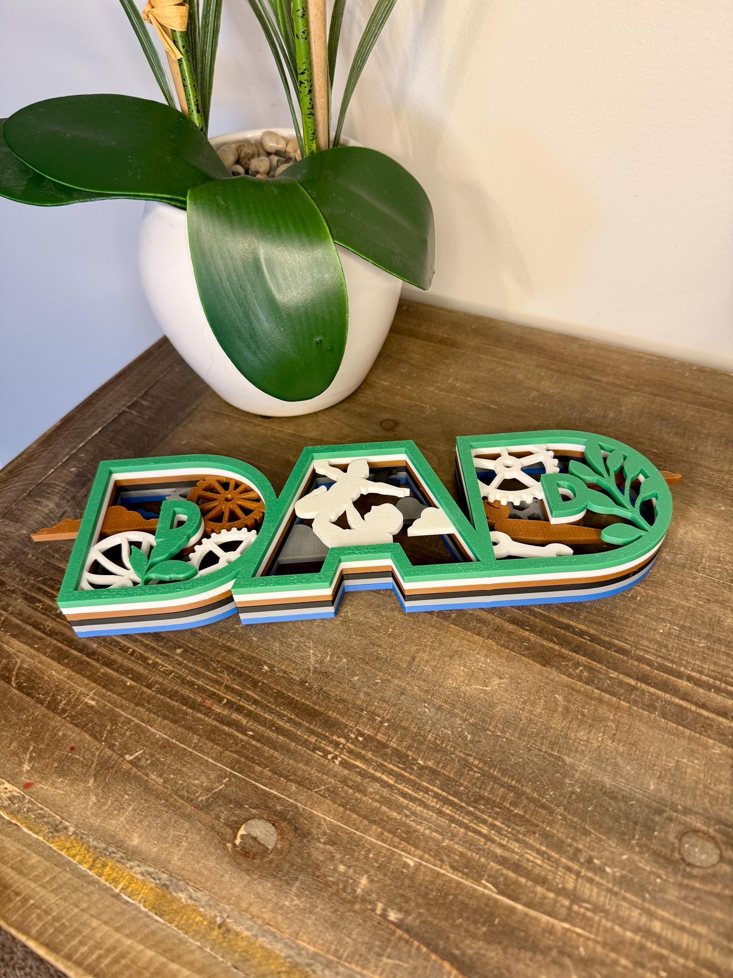 Layered DAD Sign | Father’s Day Gift | 3D Printed Shadow Box Style Decor | Dad Desk Sign | Gift for Dad | Custom Father Gift