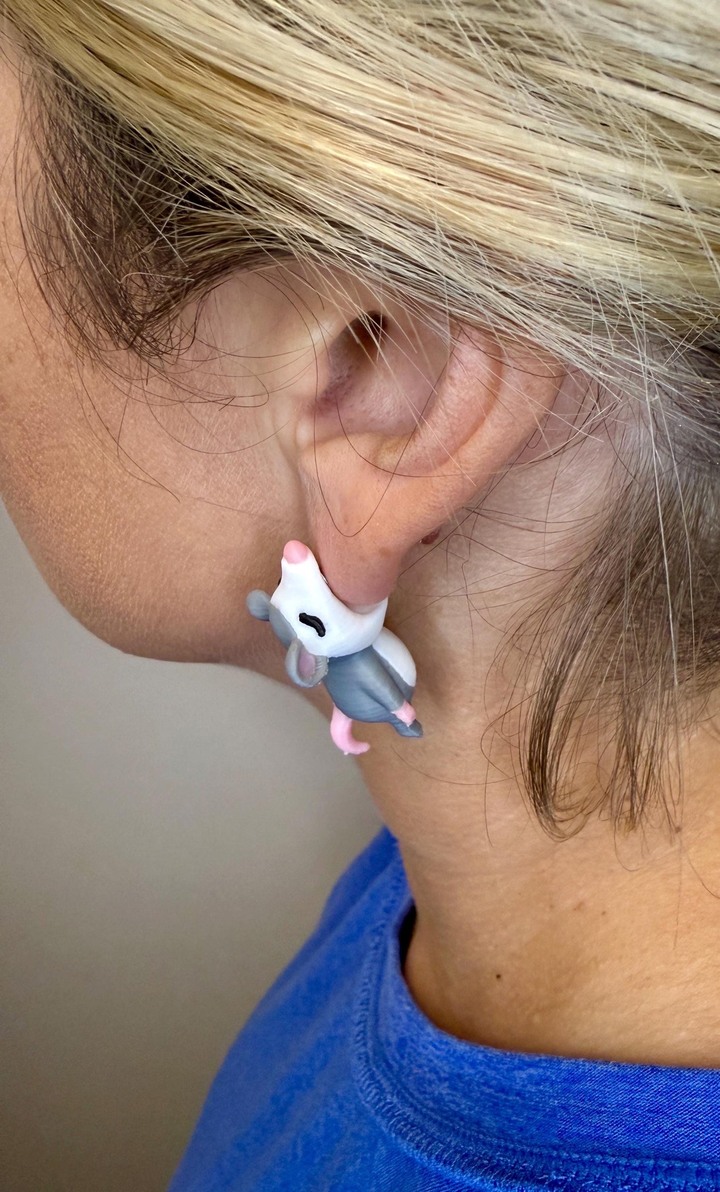 Possum Chomper Earrings | Funny Possum Earrings | 3D Printed Possum Jewelry | Opossum Earrings | Trash Cat Earrings | Quirky Animal Gift