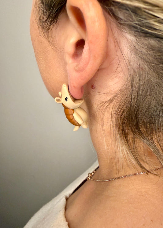 Armadillo Chomper Earrings | 3D Printed Southwest Animal Jewelry | Cute Armadillo Earrings | Funny Statement Earrings | Quirky Gift