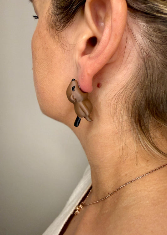 Beaver Chomper Earrings | Cute Woodland Animal Jewelry | 3D Printed Beaver Earrings | Funny Statement Earrings | Nature Lover Gift