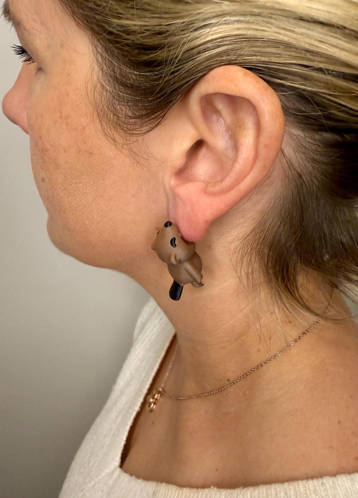 Beaver Chomper Earrings | Cute Woodland Animal Jewelry | 3D Printed Beaver Earrings | Funny Statement Earrings | Nature Lover Gift