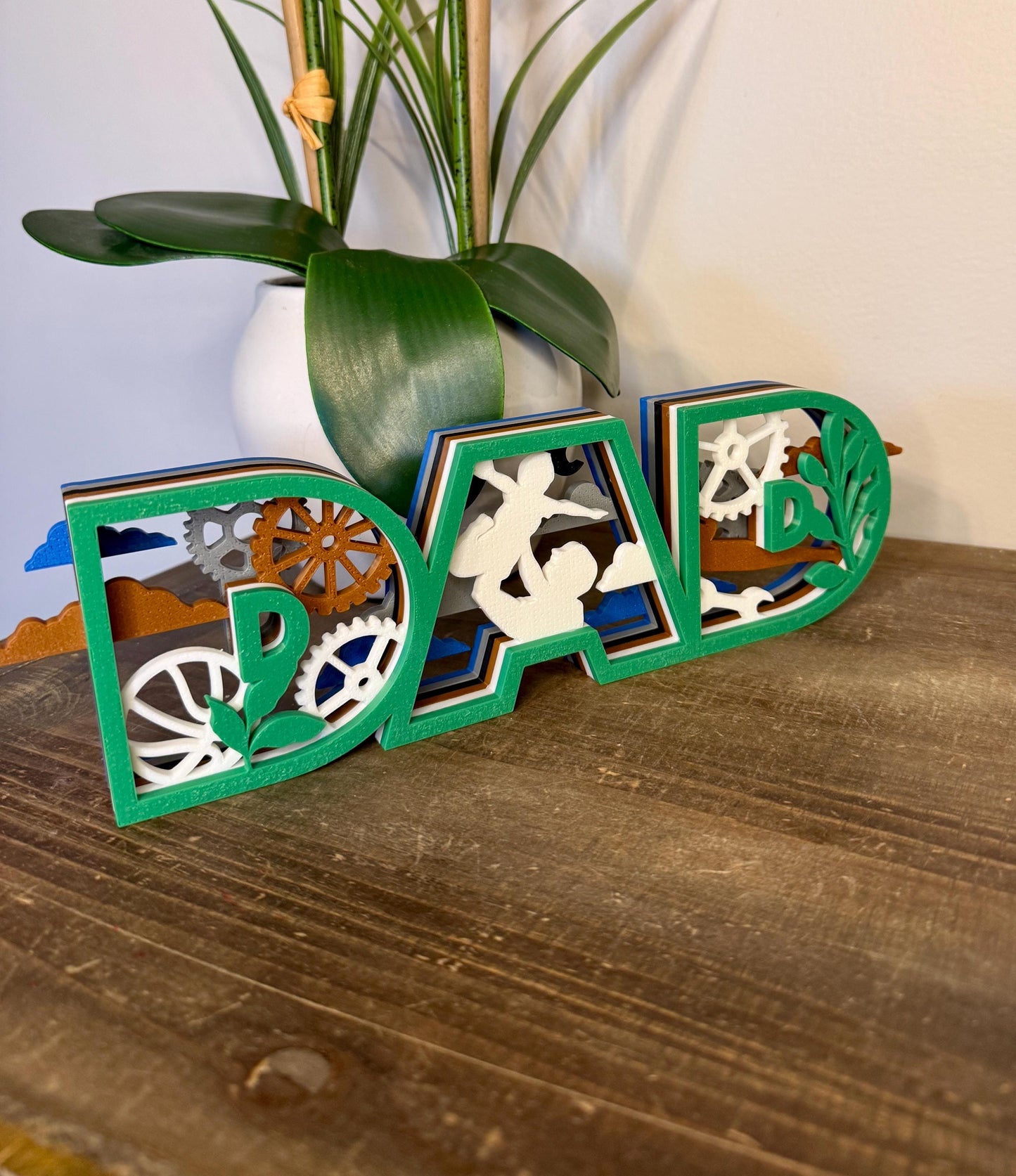 Layered DAD Sign | Father’s Day Gift | 3D Printed Shadow Box Style Decor | Dad Desk Sign | Gift for Dad | Custom Father Gift