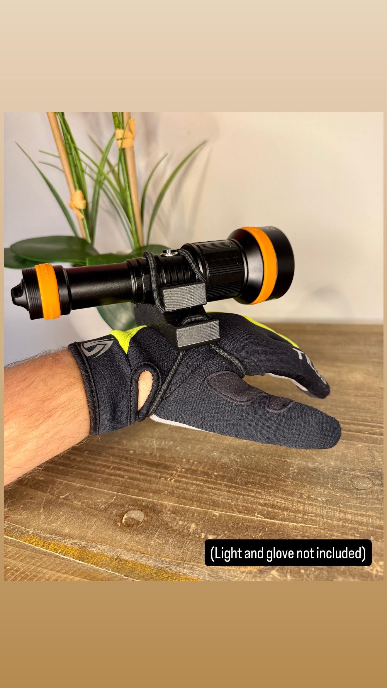 Goodman Style Dive Torch Handle for OrcaTorch ZD710 MK2 | PETG + Bungee | Hands-Free Scuba Light Mount | Adjustable Underwater Light Holder