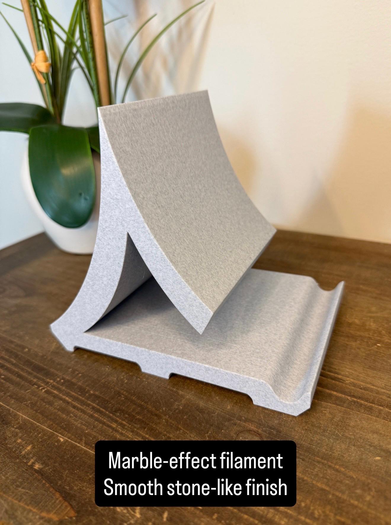Curved Book Stand | Reading Desk Holder | Wood Look or Marble 3D Printed Book Rest | Nightstand Book Display | Cozy Reading Gift